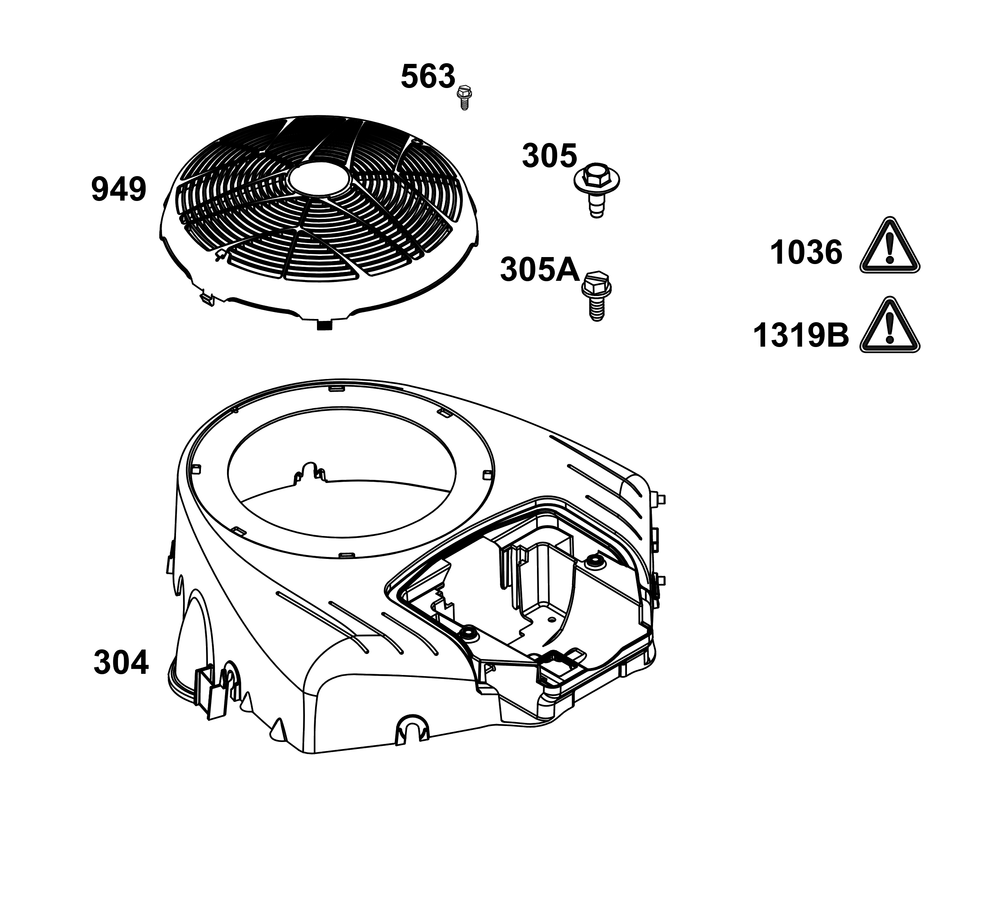 Blower Housing Group Diagram and Parts List for 44N677-0076-G1 400000 - 699999 Briggs and Stratton Engine